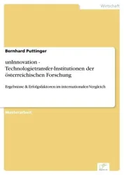 UnInnovation - Technologietransfer-Institutionen der österreichischen Forschung