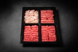 Fondue Chinoise STANDARD mit Rindshuft, Kalbshuft und Pouletbrust