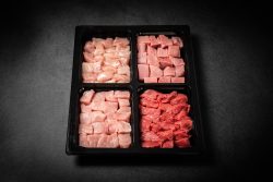 BIO Knospe Fondue Bourguignonne STANDARD mit Rind-, Kalb-, Schwein- und Pouletfleisch
