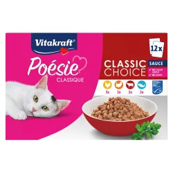 Vitakraft Poésie Classic Mixpaket - 24 x 85 g - Sauce (Huhn, Ente, Lamm, Wild)