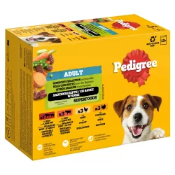 Pedigree Adult Frischebeutel Multipack - Sparpaket: Gemischte Selektion in Sosse (4 Varietäten) 96 x 100 g