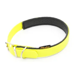 Heim Biothane®-Halsband weich gefüttert, neon-gelb - Grösse 60: 44 - 54 cm Halsumfang, 25 mm breit