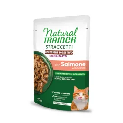 Natural Trainer Straccetti Digestive Wellbeing Sterilised Streifen in Sosse - 56 x 70 g mit Lachs