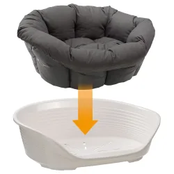 Set aus Ferplast Korb Siesta Deluxe  mit Überzug Sofà - Anthrazit - Grösse 12: L 114 x B 83 x H 37 cm