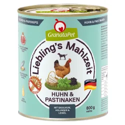 Sparpaket GranataPet Liebling's Mahlzeit 12 x 800 g - Huhn mit Pastinaken, Basilikum, Holunder & Leinöl