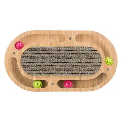 Trixie Kratzpappe mit Holzrahmen, oval - L 46 x B 25 x H 4 cm