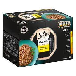 Multipack Sheba Varietäten Schälchen 12 x 85 g - Selection in Sauce (Huhn & Truthahn; Huhn; Geflügel; Truthahn)