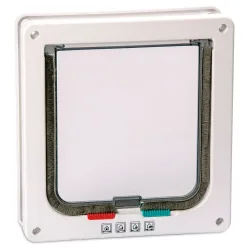 Karlie Katzenklappe mit 4-Wege-Verschluss - Klappe weiss: L 23,5 x B 25,2 cm