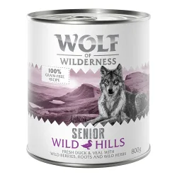 Wolf of Wilderness Senior - Duo-Protein 6 x 800 g - Wild Hills - Ente & Kalb