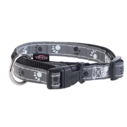 Trixie Halsband Pfoten Silver Reflect - Gr. S-M: 30 - 45 cm Halsumfang, 15 mm breit