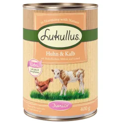 Sparpaket Lukullus Naturkost 24 x 400 g - Junior Putenherzen & Lamm