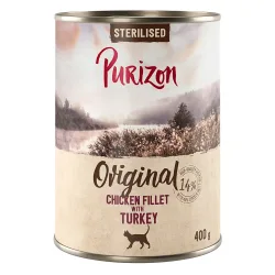 Purizon Adult 12 x 400 g - getreidefrei - Adult Sterilised: Hühnerfilet mit Lachs