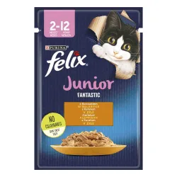 Sparpaket: Felix Junior Fantastic Pouches 52 x 85 g - Huhn