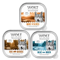 Wolf of Wilderness Adult - Single Protein 6 / 24 x 300 g Schale - 6 x 300 g: Mixpaket: Wildschwein, Huhn, Fisch