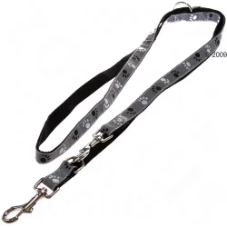 Sparset! Trixie: Halsband Pfoten Silver Reflect + Hundeleine - Halsband Grösse S-M + Leine 200 cm / 20 mm