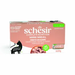 Schesir Complete Nutrition Filet in Gelee 6 x 50 g in Dosen - Thunfisch mit Lachs