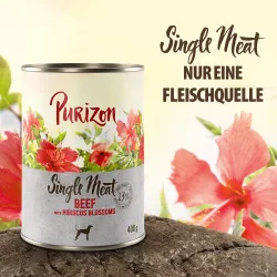 Purizon Single Meat 6 x 400 g - Rind mit Hibiskusblüten
