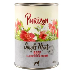 Purizon Single Meat 6 x 400 g - Rind mit Hibiskusblüten