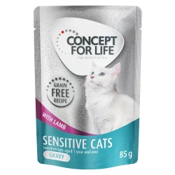 Sparpaket Concept for Life getreidefrei 24 x 85 g - Sensitive Cats Lamm - in Sosse