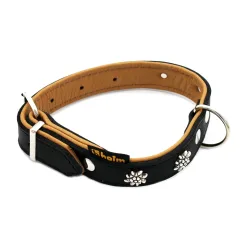 Heim Halsband Edelweiss, schwarz/natur - 36 - 44 cm Halsumfang, B 25 mm