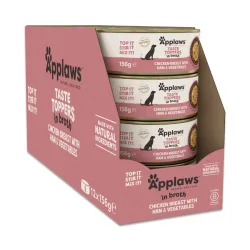 Applaws Taste Toppers Natural in Brühe 12 x 156 g - Huhn mit Schinken