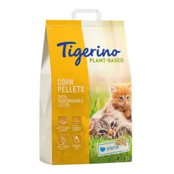 Tigerino Plant-Based Mais Katzenstreu - Sensitive, parfümfrei - 14 l