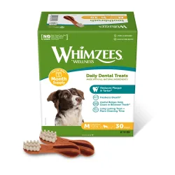Whimzees by Wellness Monthly Toothbrush Box - Grösse M: für mittelgrosse Hunde (900 g, 30 Stück)