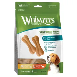 Whimzees by Wellness Ricebones - Grösse M/L: für mittelgrosse & grosse Hunde (12-27 kg, 20 Stück)