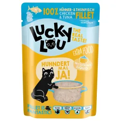 Sparpaket Lucky Lou Extra Food 24 x 70 g - Huhn & Thunfisch in Brühe