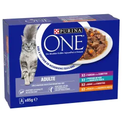 Sparpaket Purina ONE ADULT 24 x 85 g - Mix (4 Sorten)