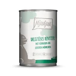 Sparpaket MjAMjAM Katzenfutter 24 x 400 g - deliziöses Rentier mit Hühnchen an leckeren Möhrchen