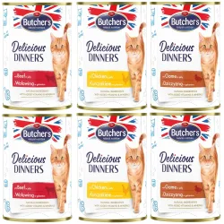 Sparpaket Butcher's Delicious Dinners Katze 12 x 400 g - Mixpaket (3 Sorten)