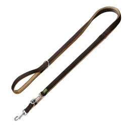 HUNTER Neopren Führleine, braun/karamell - Sparpaket: Leash Neopren + Collar Vario Basic Alu-Strong M
