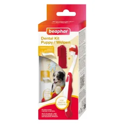 beaphar Zahnpflege Set für Welpen - Set: Zahnbürste + Fingerbürste + Welpen-Zahnpasta