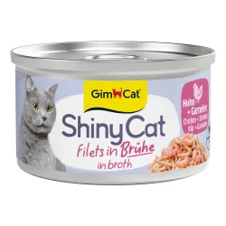 Sparpaket GimCat ShinyCat Filet in Brühe 12 x 70 g - Huhn & Garnelen