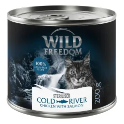 Wild Freedom Adult Sterilised 6 x 200 g - getreidefreie Rezeptur - Cold River - Lachs & Huhn