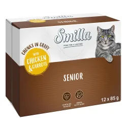 Smilla Frischebeutel Senior Häppchen in Sauce mit Gemüse - Huhn und Karotten (12 x 85 g)