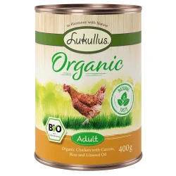Sparpaket Lukullus Organic 24 x 400 g - Adult Huhn mit Karotte (glutenfrei)