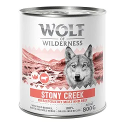 Wolf of Wilderness Adult 6 x 800 g - Mit viel frischem Geflügel  - Stony Creek - Geflügel mit Rind