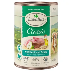 Sparpaket Lukullus Naturkost 24 x 400 g - Adult Wildkaninchen & Truthahn
