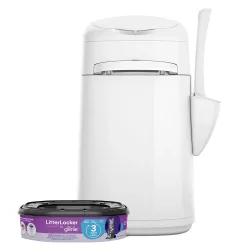 LitterLocker® Genie Katzenstreu-Entsorgungseimer, weiss - Sparset: LitterLocker®, weiss + 3 Nachfüllkassetten