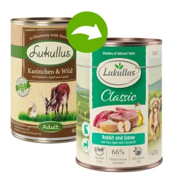 Sparpaket Lukullus Naturkost 24 x 400 g - Adult Kaninchen & Wild