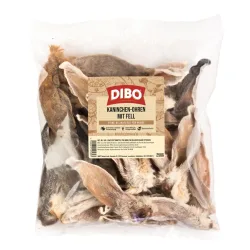 DIBO Kaninchen-Ohren mit Fell - Sparpaket: 4 x 250 g
