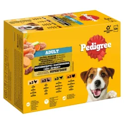 Pedigree Adult Frischebeutel Multipack - Sparpaket: Geflügelauswahl in Sosse (4 Varietäten) 24 x 100 g