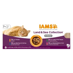 36 + 12 gratis! IAMS Land & Sea Collection Land & Sea Collection 48 x 85 g  - Senior 7+ in Sauce