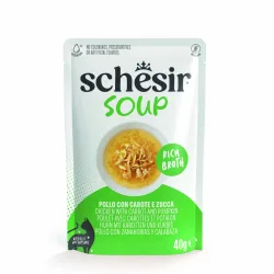 Sparpaket Schesir Cat Soup 24 x 40 g - Huhn mit Karotten und Kürbis