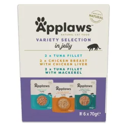 Probierpaket Applaws Cat Pouch in Jelly 6 x 70 g - Mixpaket Thunfisch & Hühnchen (3 Sorten)