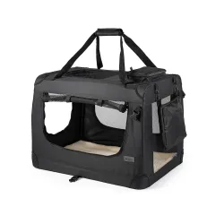 Lionto Hundetransportbox aus Textil, schwarz - B 61 x T 90 x H 65 cm