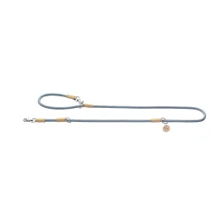 HUNTER Verstellbare Hundeführleine Malia, taubenblau/beige - 200 cm lang, 10 mm breit