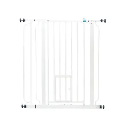 Carlson extrahohes Gitter mit Kleintiertür - 75 - 90 cm breit, weiss